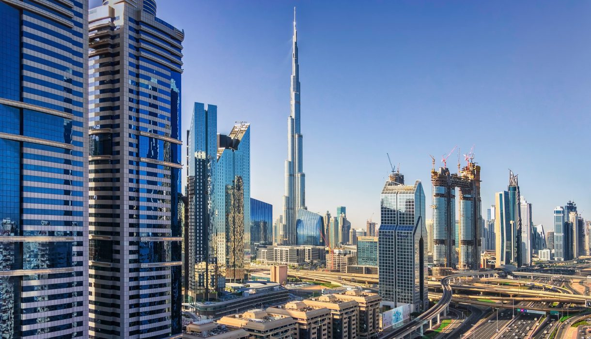 Dubai skyline with modern buildings and hotels